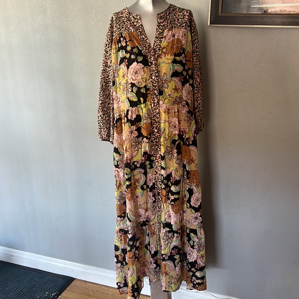 Johnny Was TATE TIERED MIDI DRESS size L - Picture 6 of 13